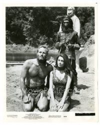 3c723 PLANET OF THE APES 8x10 still '68 Charlton Heston & Linda Harrison kneeling in leashes!
