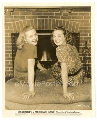 3c781 ROSEMARY LANE/PRISCILLA LANE 8x10 still '39 great portrait of the sisters by fireplace!