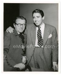 3c839 SONG OF LOVE candid 8x10 key book still '47 Peter Lawford visits Robert Walker on the set!