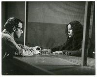 3c876 TAKE THE MONEY & RUN 7.5x9.5 still '69 Woody Allen talks to Janet Margolin through screen!