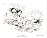 3c908 TIMBER 8x10 still '41 Disney, great cartoon image of Pete chasing Donald Duck on railroad!