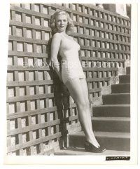 3c952 VIVIAN BLAINE 8x9.75 still '40s full-length in sexy bathing suit leaning against wall!