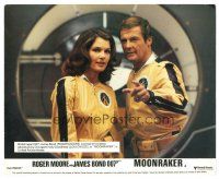 3c649 MOONRAKER color English FOH LC '79 c/u of Roger Moore as James Bond with sexy Lois Chiles!