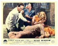 3c746 REAR WINDOW color English FOH LC '54 Grace Kelly & Thelma Ritter with fallen James Stewart!