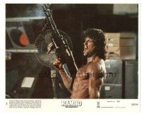 3c743 RAMBO FIRST BLOOD PART II 8x10 mini LC #2 '85 best c/u of Sylvester Stallone with big gun!