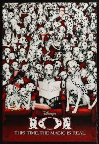 3f004 101 DALMATIANS int'l teaser 1sh '96 Walt Disney live action, dogs in theater!