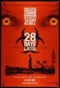 3f015 28 DAYS LATER teaser 1sh '03 Danny Boyle, Cillian Murphy vs. zombies in London!