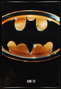 3f066 BATMAN glossy teaser 1sh '89 directed by Tim Burton, cool image of Bat logo!