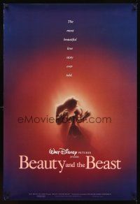 3f081 BEAUTY & THE BEAST DS 1sh '91 Walt Disney cartoon classic, great romantic art!