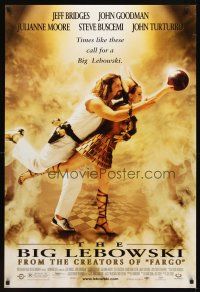 3f087 BIG LEBOWSKI DS 1sh '98 Coen Brothers, image of Jeff Bridges bowling with Julianne Moore!