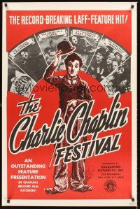 3f127 CHARLIE CHAPLIN FESTIVAL 1sh R1960s a record-breaking laff-feature hit, great images!