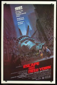 3f215 ESCAPE FROM NEW YORK 1sh '81 John Carpenter, art of decapitated Lady Liberty by Barry E. Jackson!