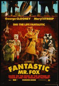 3f233 FANTASTIC MR. FOX teaser DS 1sh '09 Wes Anderson stop-motion, George Clooney, Meryl Streep!
