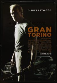 3f285 GRAN TORINO advance DS 1sh '08 great image of angry Clint Eastwood w/rifle & car!