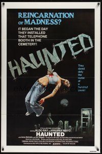 3f306 HAUNTED 1sh '77 reincarnation or madness, ultra gruesome artwork image!