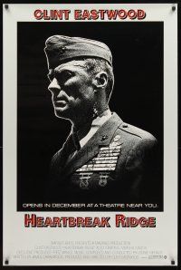 3f309 HEARTBREAK RIDGE int'l advance 1sh '86 Clint Eastwood all decked out in uniform & medals!