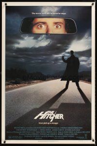 3f326 HITCHER 1sh '86 Rutger Hauer, C. Thomas Howell, terror starts the moment he stops!