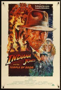 3f363 INDIANA JONES & THE TEMPLE OF DOOM 1sh '84 art of Harrison Ford & cast by Drew Struzan!