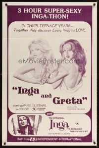 3f368 INGA/INGA & GRETA 1sh '70s Joseph W Sarno double-bill, art of sexy Swedish girls!