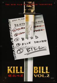 3f410 KILL BILL: VOL. 2 teaser 1sh '04 Uma Thurman, Quentin Tarantino directed, hit list & katana!