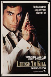 3f429 LICENCE TO KILL s-style teaser 1sh '89 cool image of Timothy Dalton as James Bond!