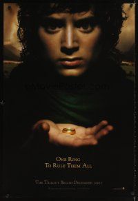 3f448 LORD OF THE RINGS: THE FELLOWSHIP OF THE RING teaser DS 1sh '01 J.R.R. Tolkien, one ring!