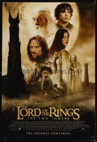 3f458 LORD OF THE RINGS: THE TWO TOWERS int'l DS 1sh '02 Peter Jackson epic, montage of cast!