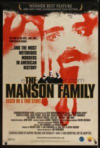 3f486 MANSON FAMILY 1sh '03 historical violent murders, wild artwork of Charles Manson!
