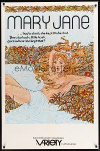 3f489 MARY JANE 1sh '72 artwork of sexy topless woman laying in field!