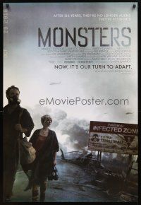 3f523 MONSTERS 1sh '10 Gareth Edwards, cool image of Whitney Able & Scoot McNairy w/gas masks!