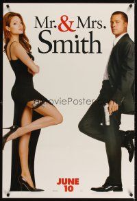 3f533 MR. & MRS. SMITH teaser 1sh '05 married assassins Brad Pitt & sexy Angelina Jolie!