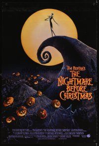 3f554 NIGHTMARE BEFORE CHRISTMAS DS 1sh '93 Tim Burton, Disney, great artwork of Jack as Santa!