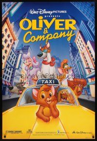3f564 OLIVER & COMPANY DS 1sh R96 great art of Walt Disney cats & dogs in New York City!