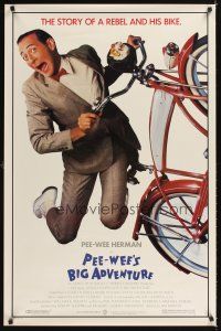 3f583 PEE-WEE'S BIG ADVENTURE 1sh '85 Tim Burton, best image of Paul Reubens & his beloved bike!