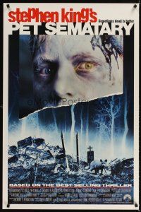 3f585 PET SEMATARY 1sh '89 Stephen King's best selling thriller, cool graveyard image!