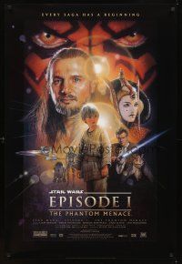 3f591 PHANTOM MENACE style B 1sh '99 George Lucas, Star Wars Episode I, art by Drew Struzan!