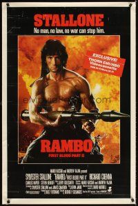 3f626 RAMBO FIRST BLOOD PART II video 1sh '85 no law, no war can stop Sylvester Stallone!