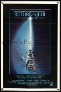 3f641 RETURN OF THE JEDI int'l 1sh '83 George Lucas classic, great art of hands holding lightsaber!