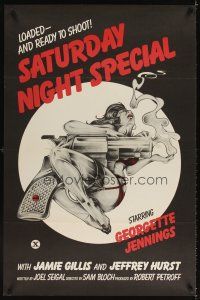 3f674 SATURDAY NIGHT SPECIAL 1sh '76 sexy art of near-naked girl with huge smoking gun!