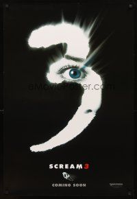 3f681 SCREAM 3 int'l teaser DS 1sh '00 Wes Craven, cool close-up of Neve Campbell in number 3!
