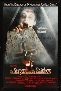3f685 SERPENT & THE RAINBOW advance 1sh '88 directed by Wes Craven, don't bury me, I'm not dead!