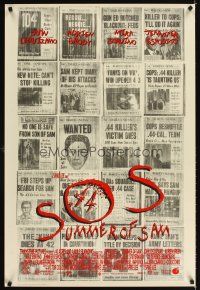 3f750 SUMMER OF SAM DS 1sh '99 Spike Lee, cool image of multiple newspaper murder articles!