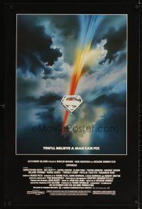 3f752 SUPERMAN REPRO poster '78 comic book hero Christopher Reeve, cool Bob Peak logo art!