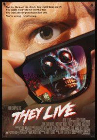 3f775 THEY LIVE DS 1sh '88 Rowdy Roddy Piper, John Carpenter, cool horror image!