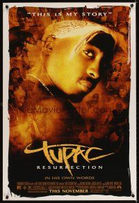 3f806 TUPAC: RESURRECTION advance DS 1sh '03 Shakur, most beloved hip-hop MC of all time!