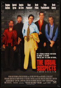 3f824 USUAL SUSPECTS DS 1sh '95 Kevin Spacey covering watch, Baldwin, Byrne, Palminteri, Singer!