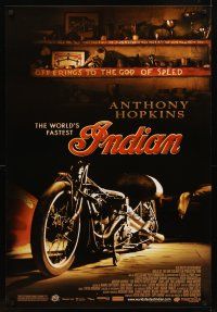 3f864 WORLD'S FASTEST INDIAN 1sh '05 Anthony Hopkins, really cool image of vintage bike!