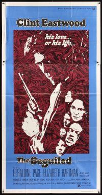3d497 BEGUILED 3sh '71 cool psychedelic art of Clint Eastwood & Geraldine Page, Don Siegel