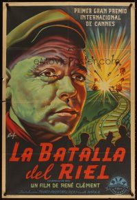 3d206 BATTLE OF THE RAILS Argentinean '46 Rene Clement's La bataille du rail, cool action artwork!
