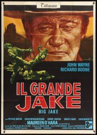 3d694 BIG JAKE Italian 1p '71 cool different close up art of John Wayne by Averardo Ciriello!